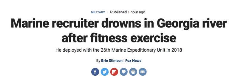 今年第5起！美国一海军陆战队员下河游泳 意外溺亡