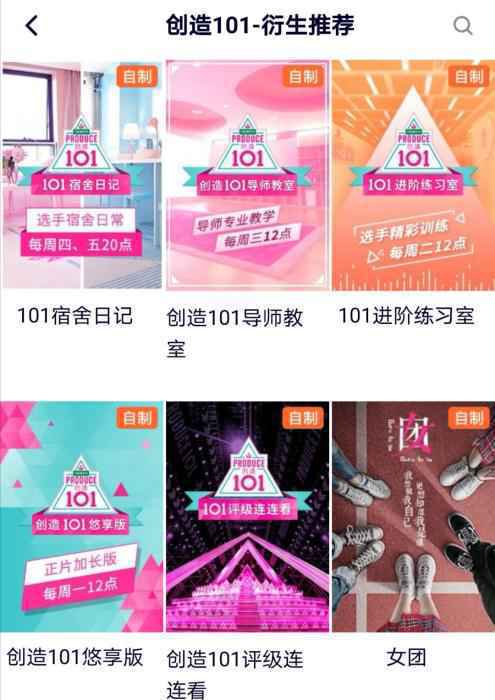 《创造101》衍生产品。